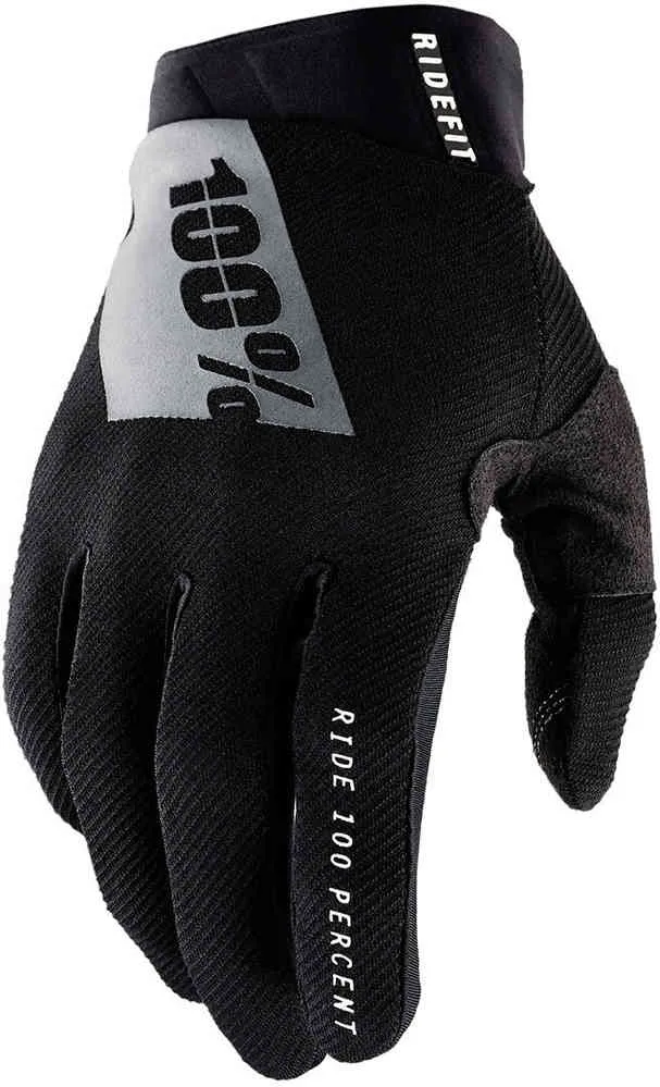 100% Ridefit Cycling Gloves, Black