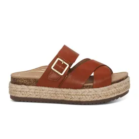 Aetrex Alyssa Platform Slide Sandal (Women) - Cognac Leather