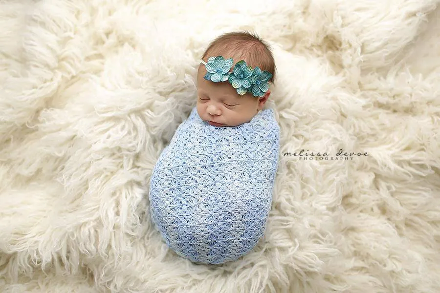 Baby Blue Fabric Fishnet Lace Wrap