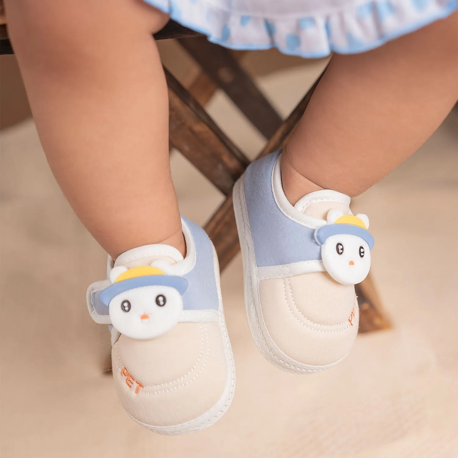 Baby Moo Persian Kitty Soft Sole Anti-Slip Booties - Blue