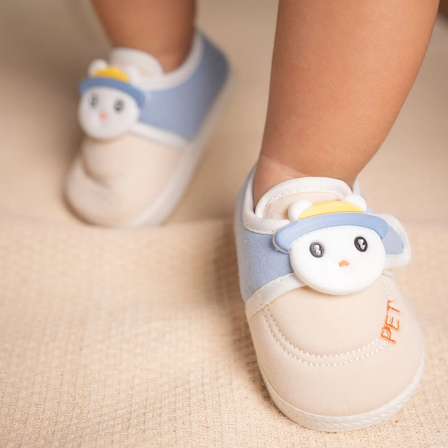 Baby Moo Persian Kitty Soft Sole Anti-Slip Booties - Blue