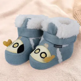 Baby Moo Submarine Velcro Warm Furry Booties - Blue