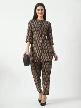 Black Printed Co-Ord Set For Womens