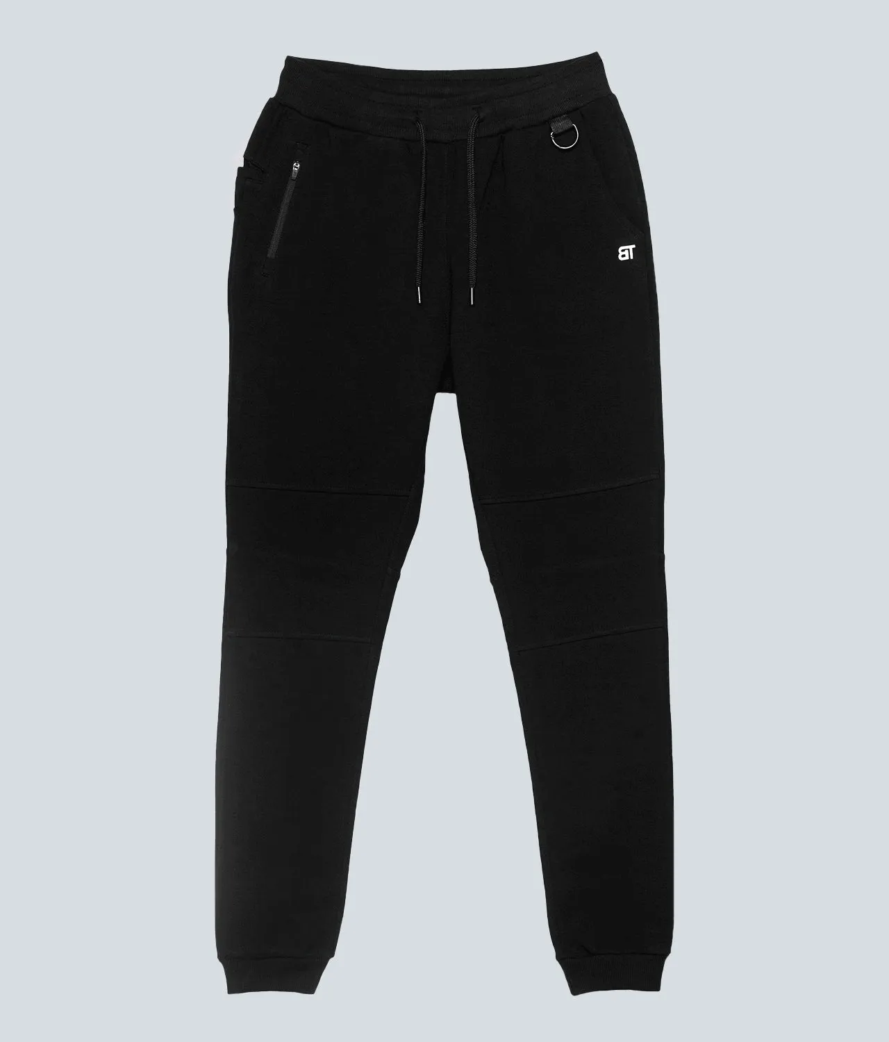 Born Tough Core Fit Zippered Black Athletic Jogger Pants for Men