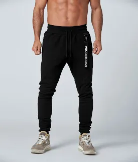 Born Tough Core Fit Zippered Black Athletic Jogger Pants for Men