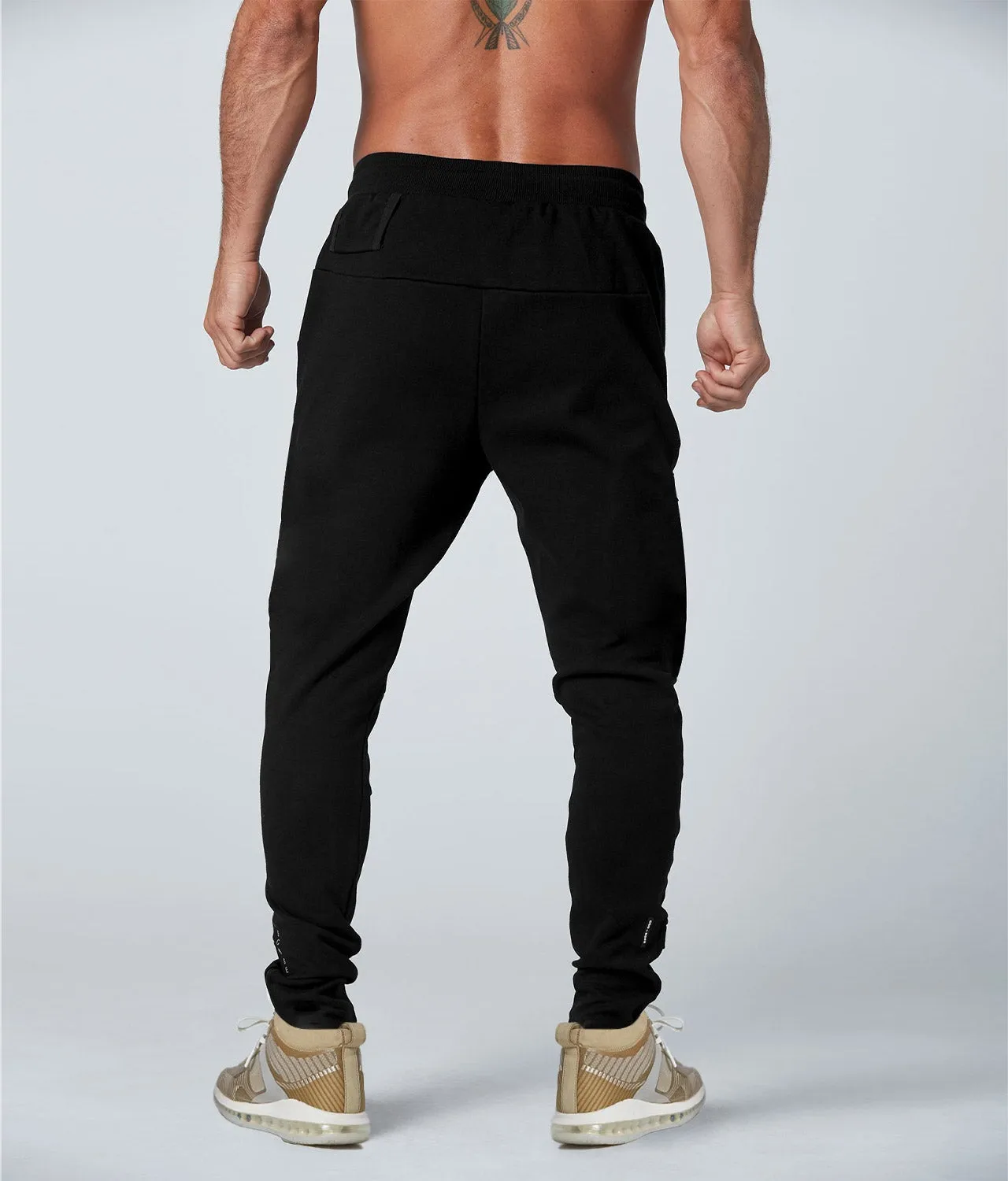 Born Tough Core Fit Zippered Black Athletic Jogger Pants for Men