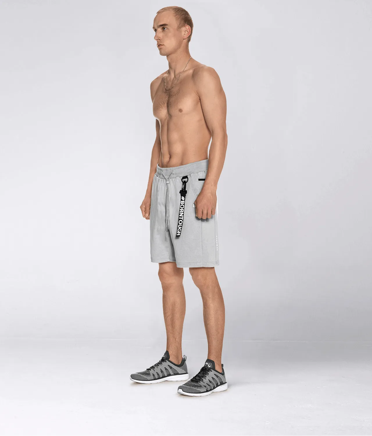 Born Tough Core Fit Zippered Gray Athletic Shorts for Men