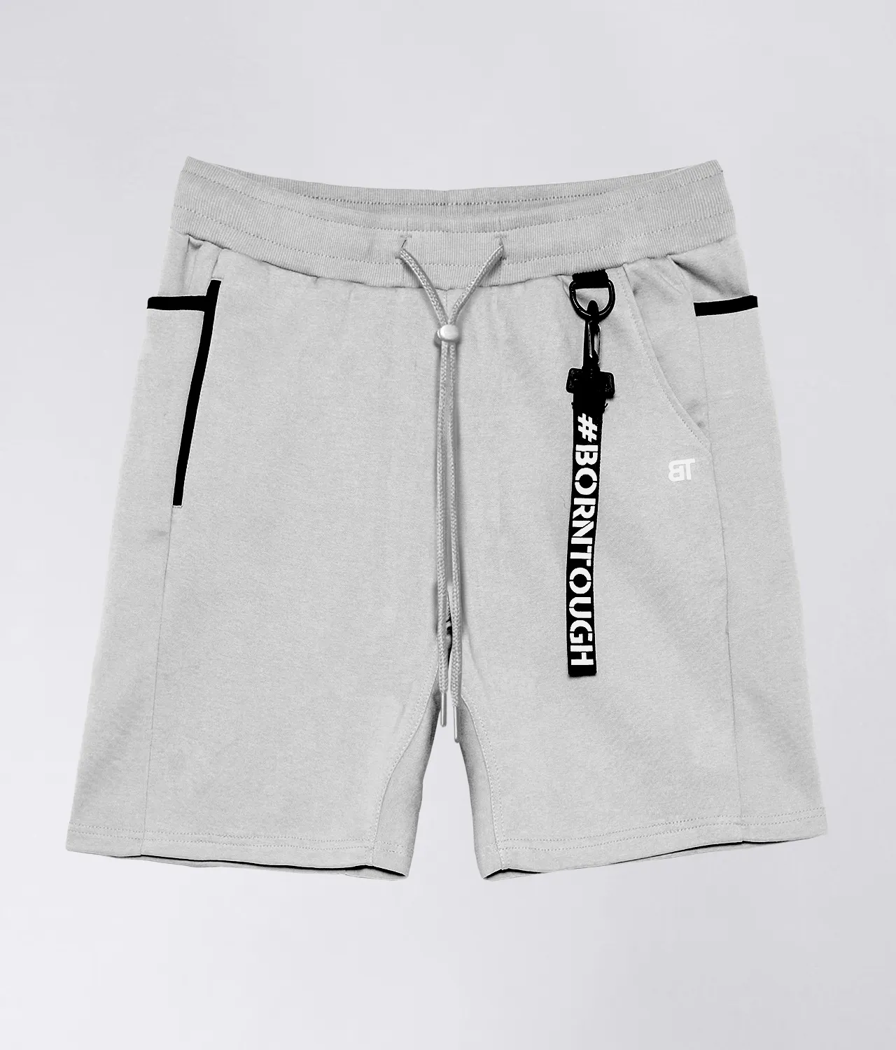 Born Tough Core Fit Zippered Gray Athletic Shorts for Men