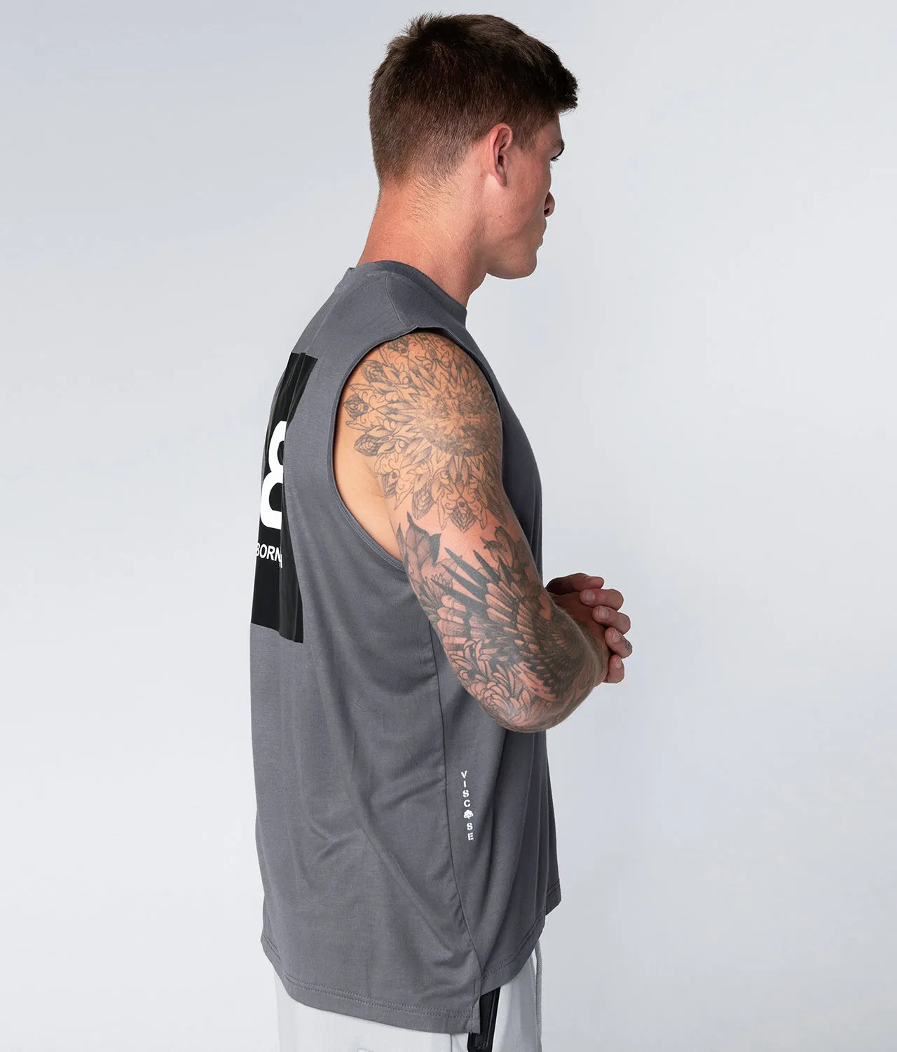 Born Tough Gray Sleeveless Athletic Shirt For Men