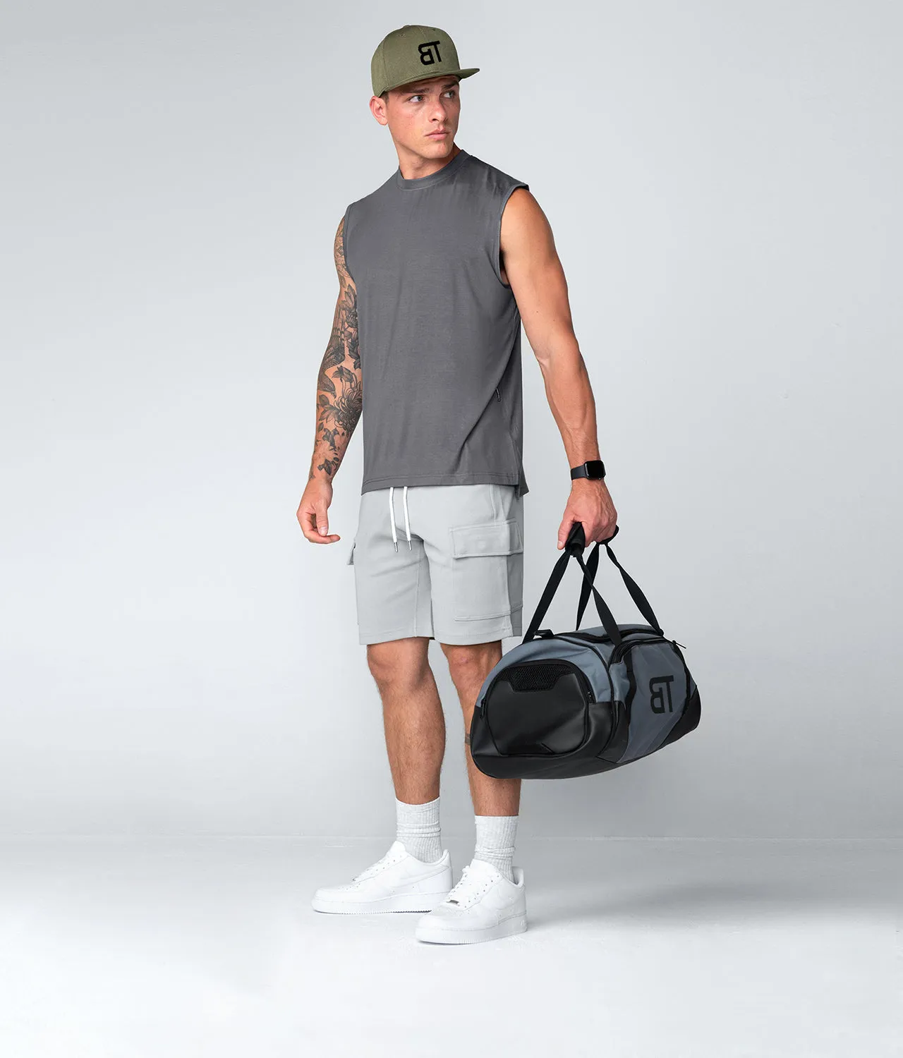 Born Tough Gray Sleeveless Athletic Shirt For Men