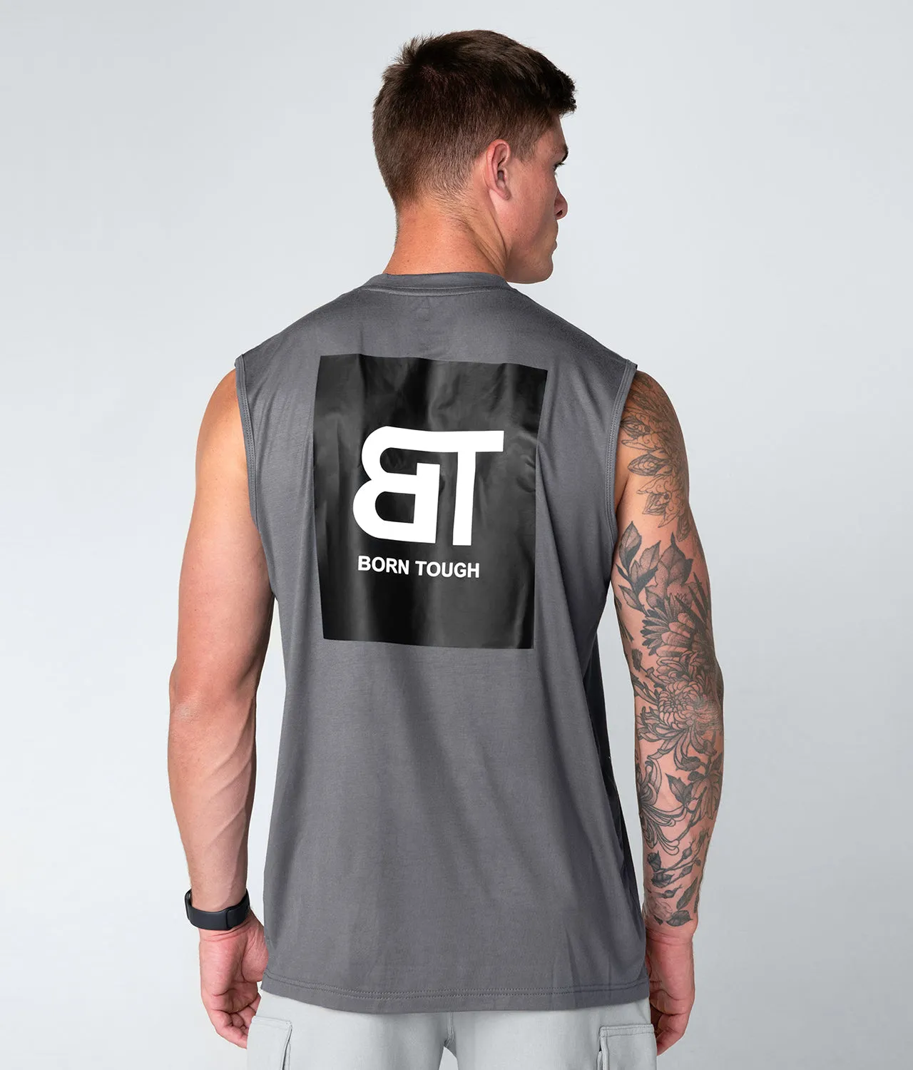 Born Tough Gray Sleeveless Athletic Shirt For Men