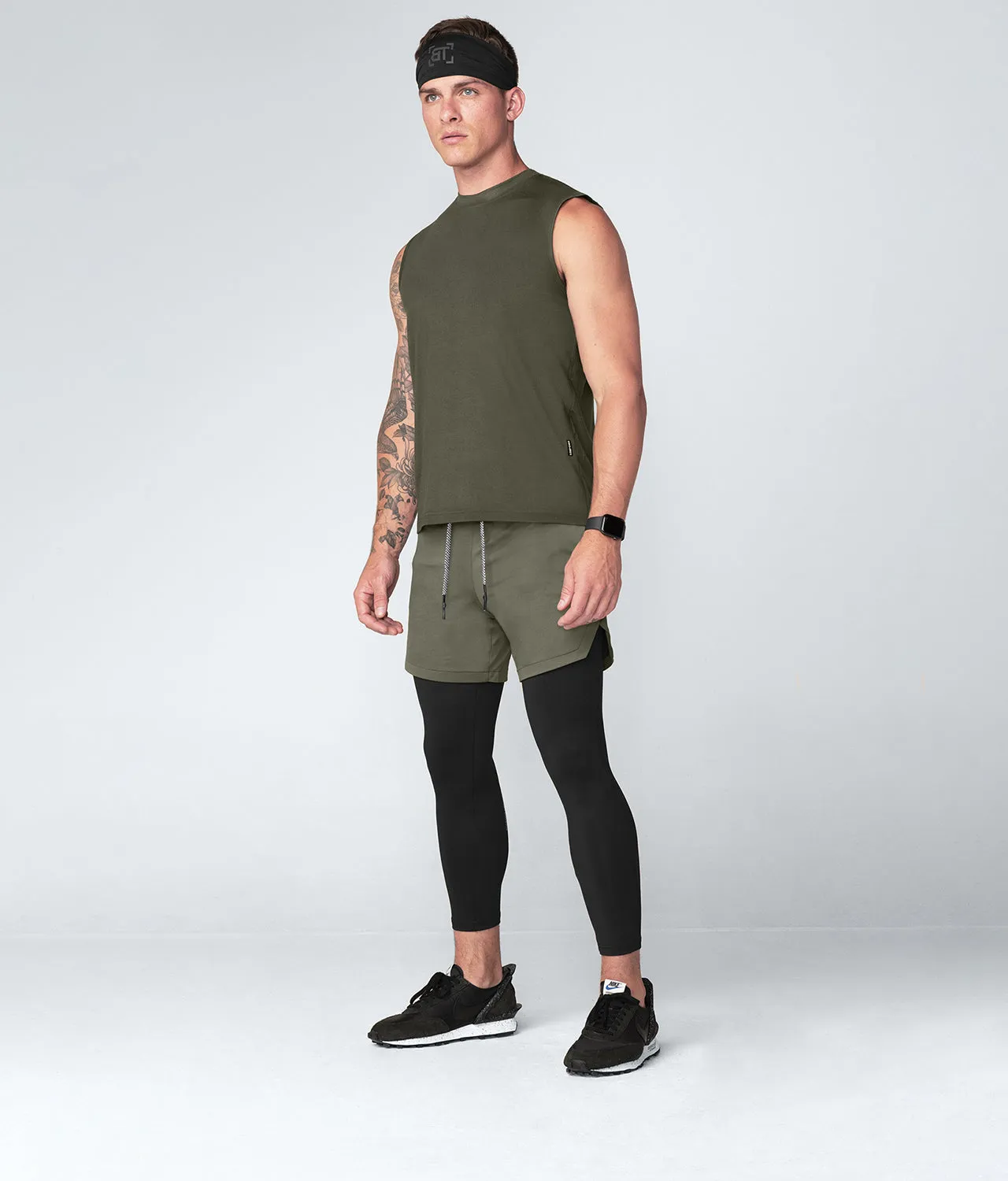 Born Tough Military Green Sleeveless Athletic Shirt For Men