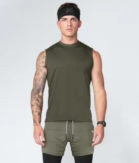 Born Tough Military Green Sleeveless Athletic Shirt For Men