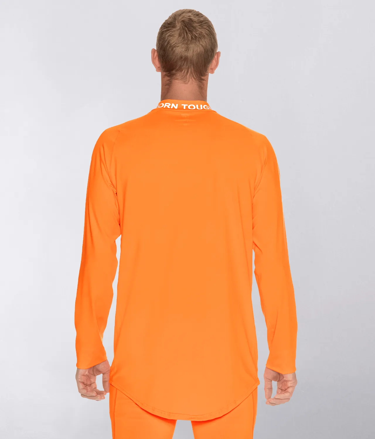 Born Tough Mock Neck Long Sleeve Base Layer Athletic Shirt For Men Orange