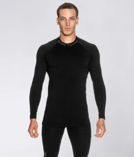 Born Tough Mock Neck Long Sleeve Compression Athletic Shirt For Men Black