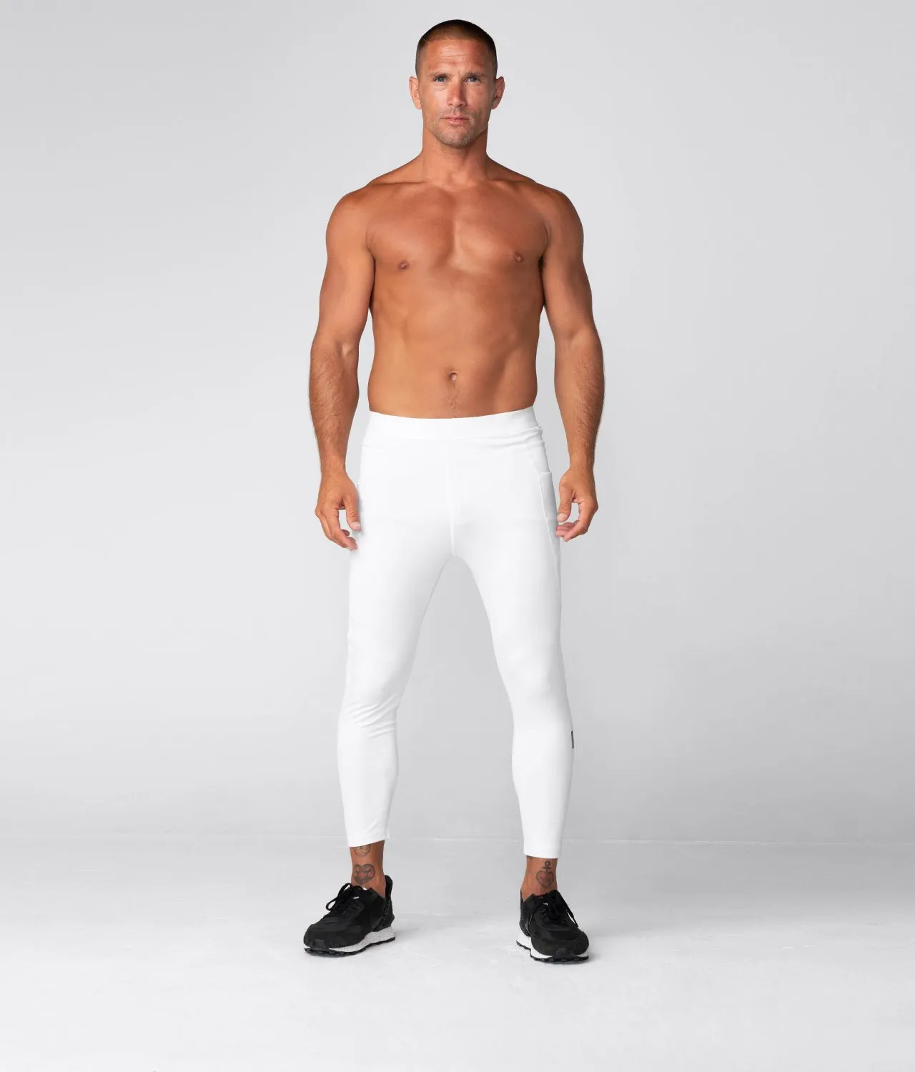 Born Tough Side Pockets Compression Athletic Pants For Men White