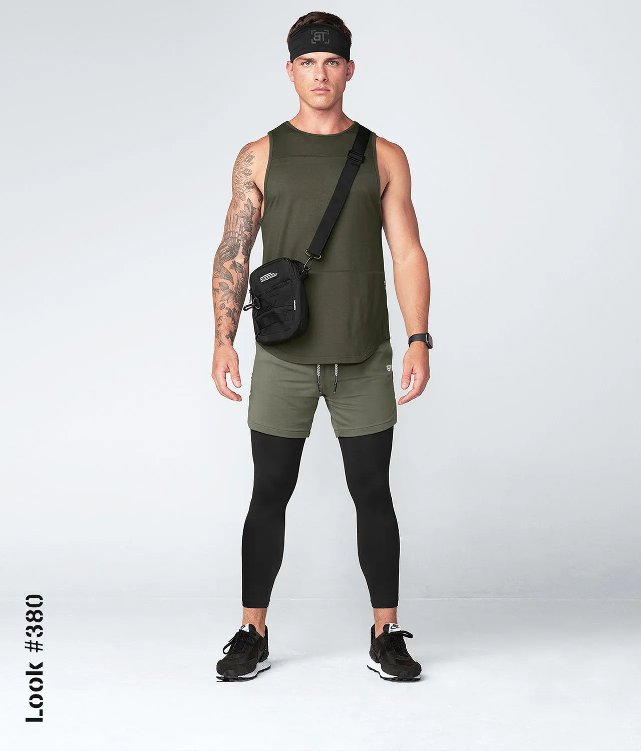 Born Tough Zippered Military Green Athletic Tank Top for Men