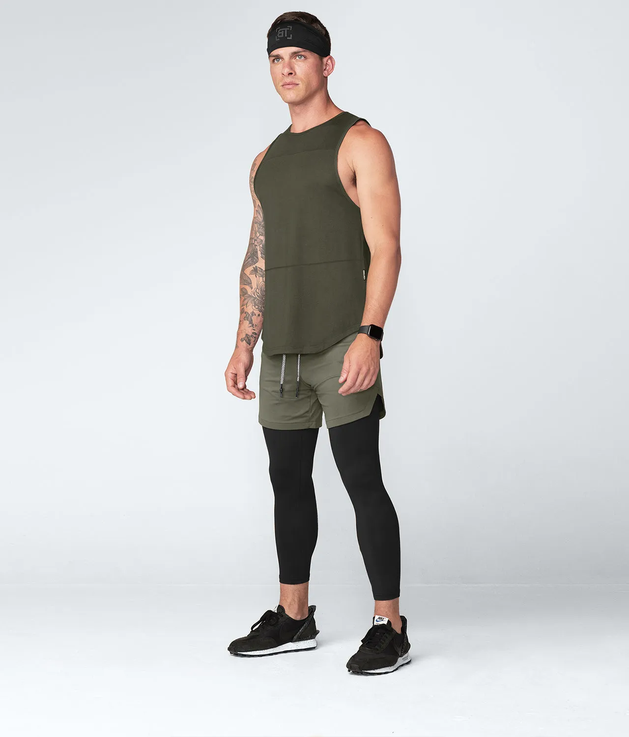 Born Tough Zippered Military Green Athletic Tank Top for Men