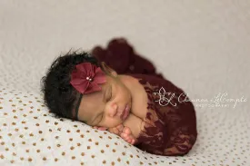 Burgundy Newborn Stretch Lace Wrap