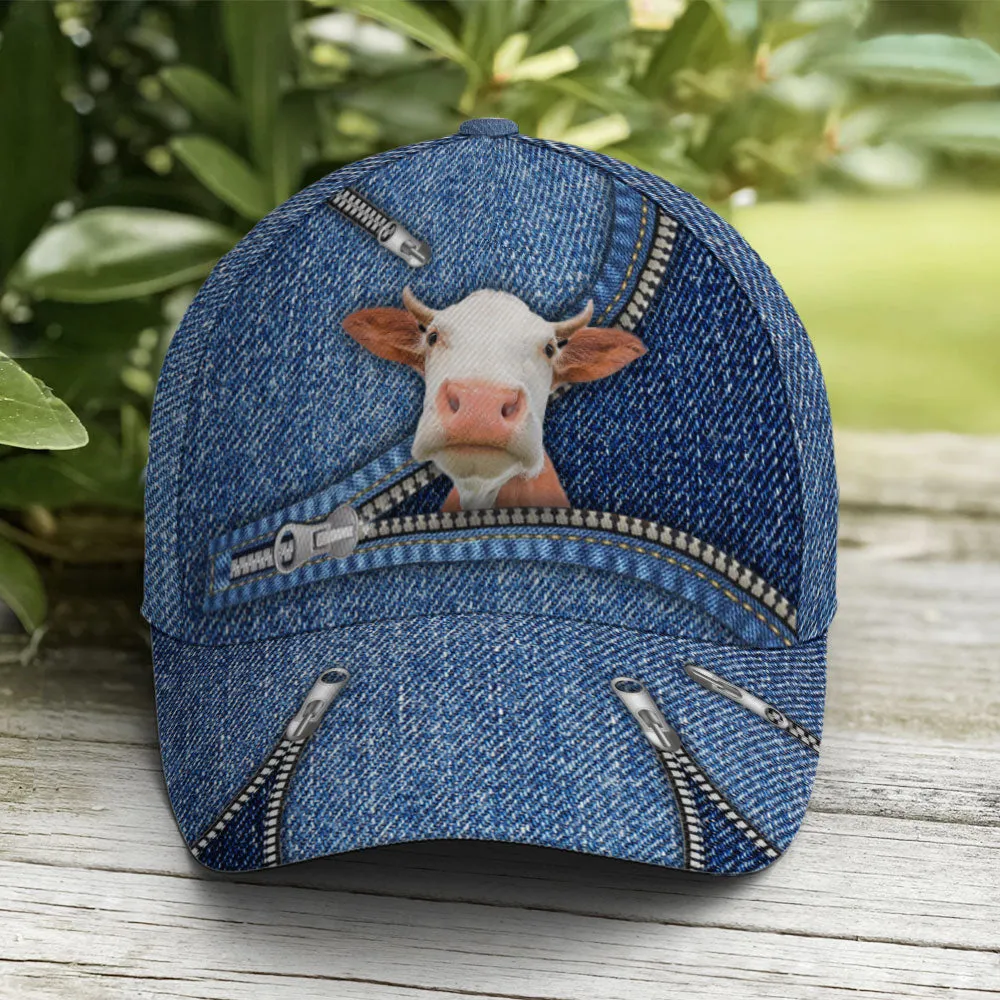 Cow Jean Zipper Style Baseball Cap Coolspod