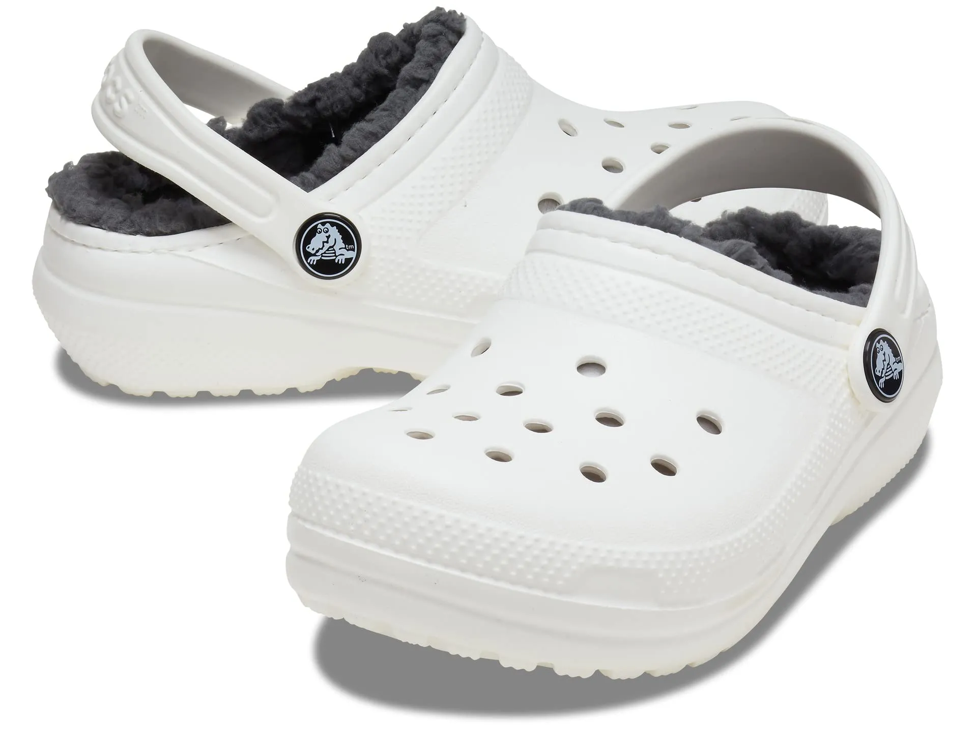 Crocs Kids Classic Lined Clog (Little Kid/Big Kid), white/gray