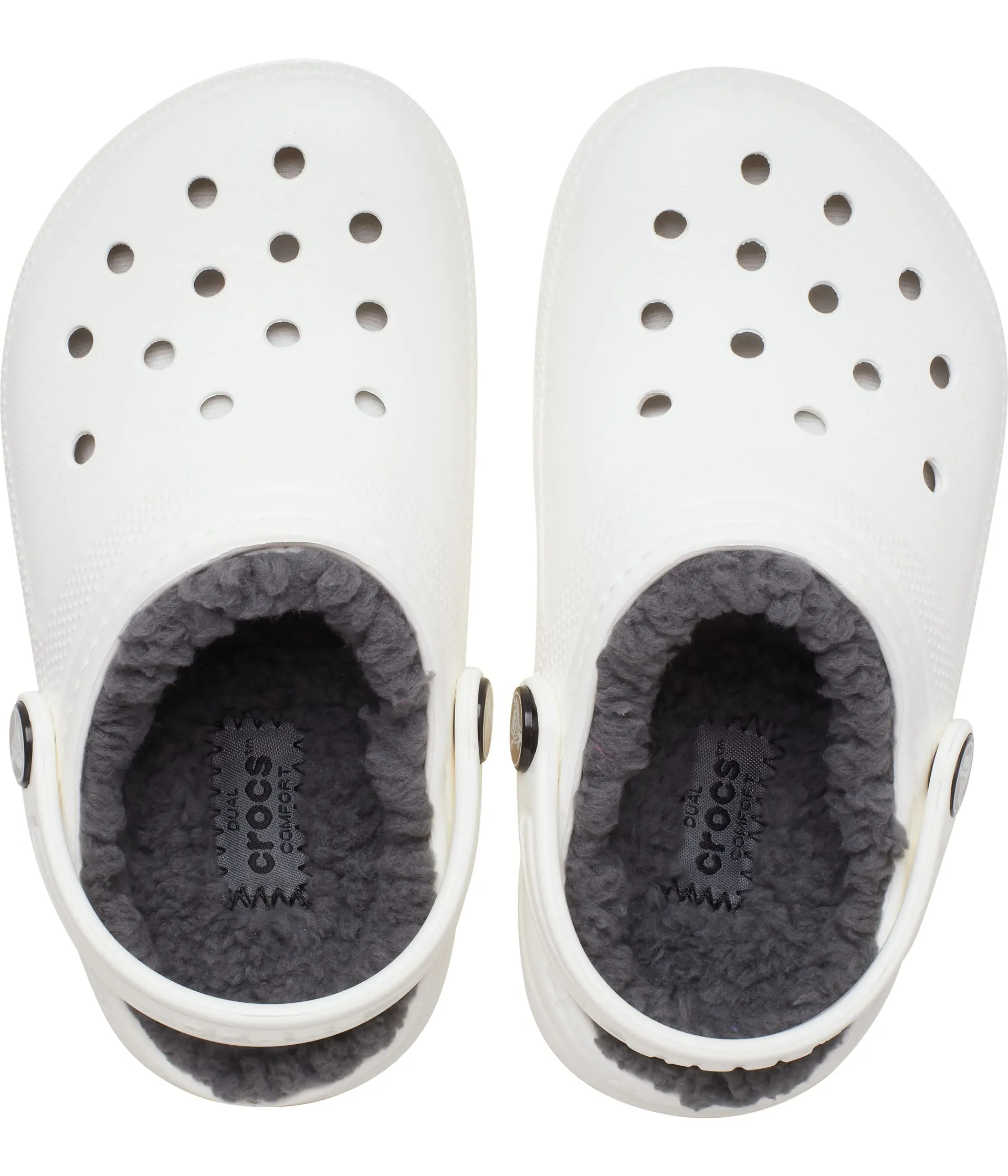 Crocs Kids Classic Lined Clog (Little Kid/Big Kid), white/gray