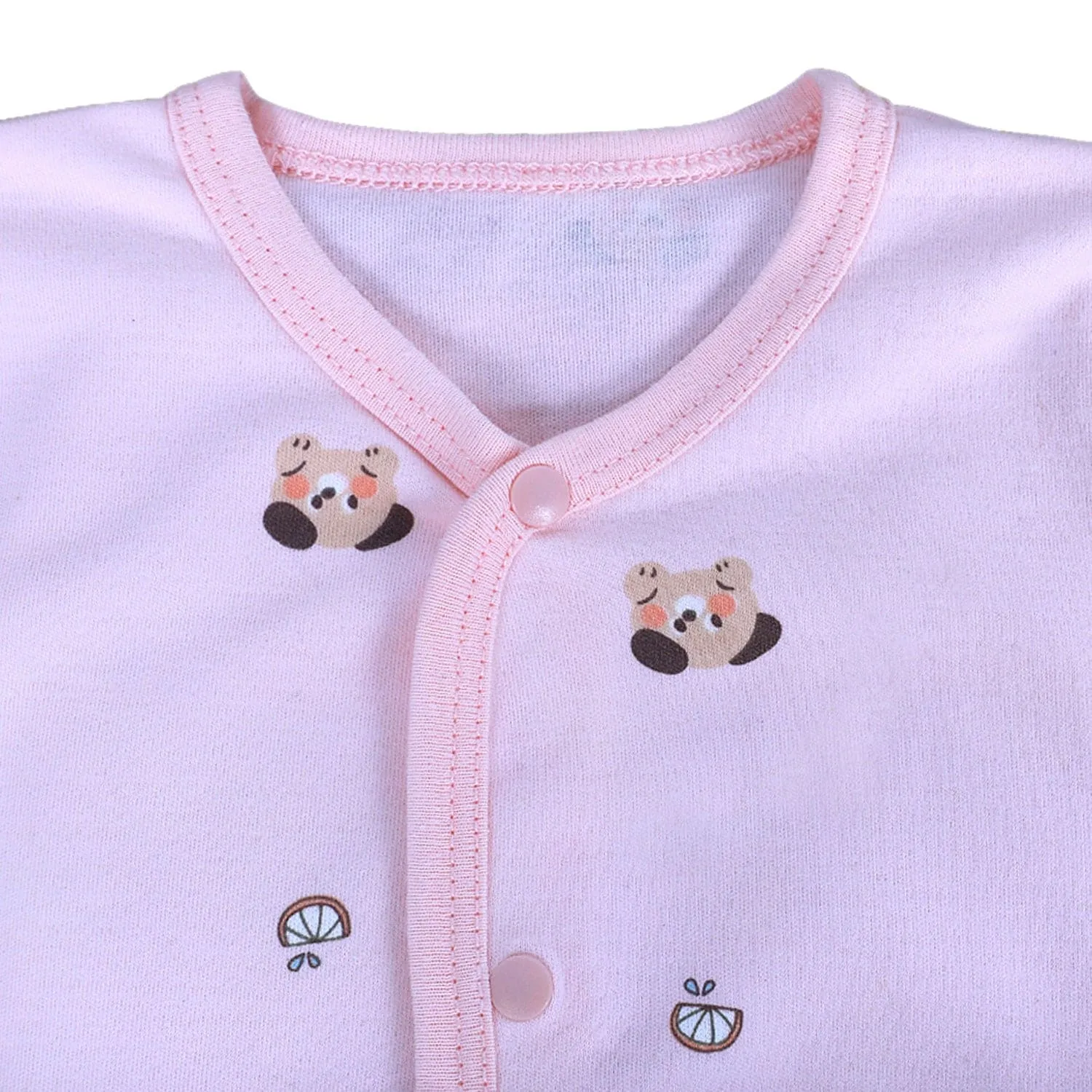 Cute Puppy Full Sleeves 2 Piece Buttoned Pyjama Set Night Suit - Pink