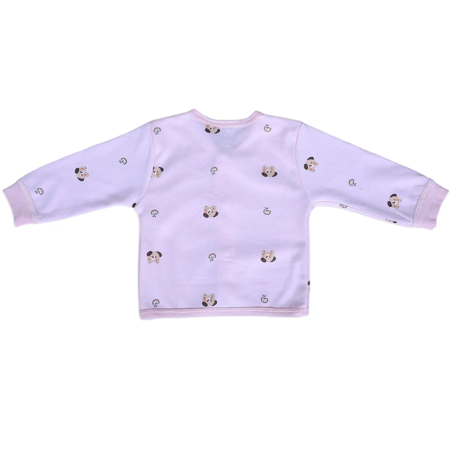 Cute Puppy Full Sleeves 2 Piece Buttoned Pyjama Set Night Suit - Pink