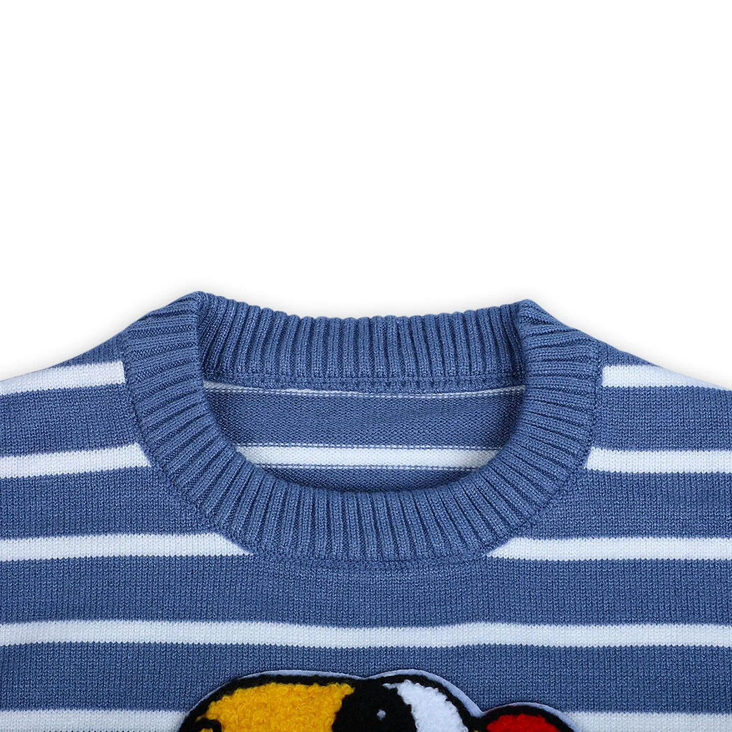 Dashing Dino Striped Premium Full Sleeves Knitted Sweater - Blue