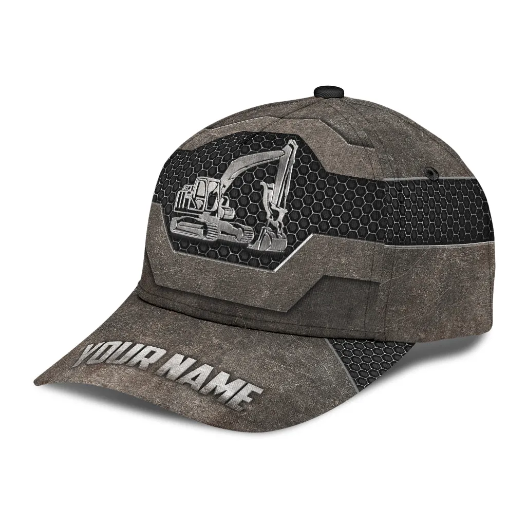 Excavator Custom Classic Cap Hat, 3D All Over Print Excavator Cap Hat For Him