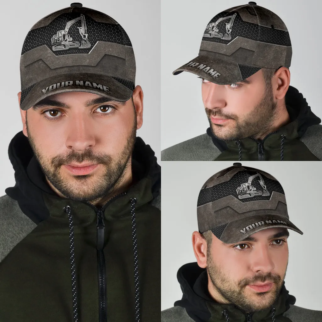 Excavator Custom Classic Cap Hat, 3D All Over Print Excavator Cap Hat For Him