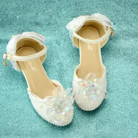 Girls High-heeled Summer Crystal Shoes Show Leather Shoes