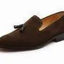 Handmade Brown Suede Tussles Loafers For Men's