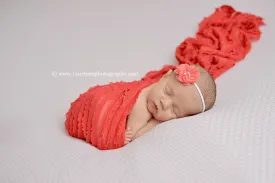 Mango Orange Ruffle Stretch Knit Baby Wrap