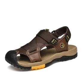 Men Sandals Summer New Mesh And Leather Style Fashion Quick-Dry For Men Casual Outdoor Beach Water Sandals Big Size