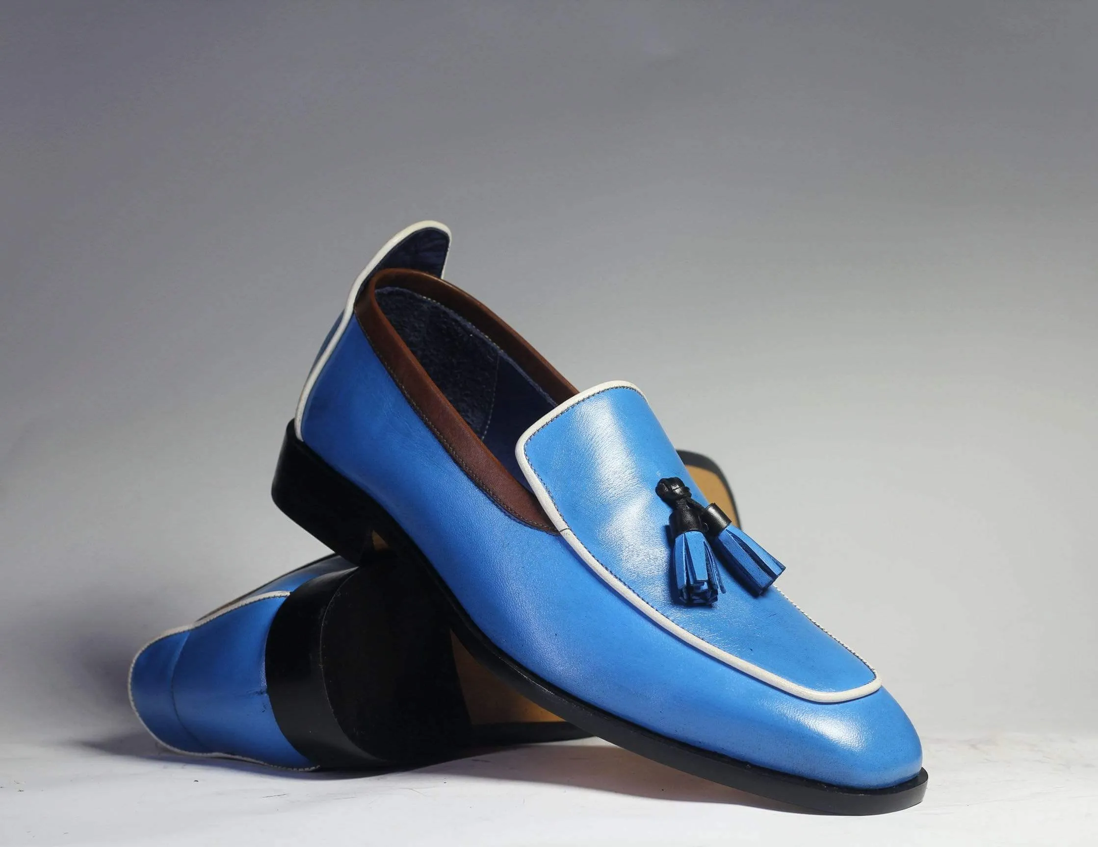 Men's Blue Tussles Leather Loafers shoe