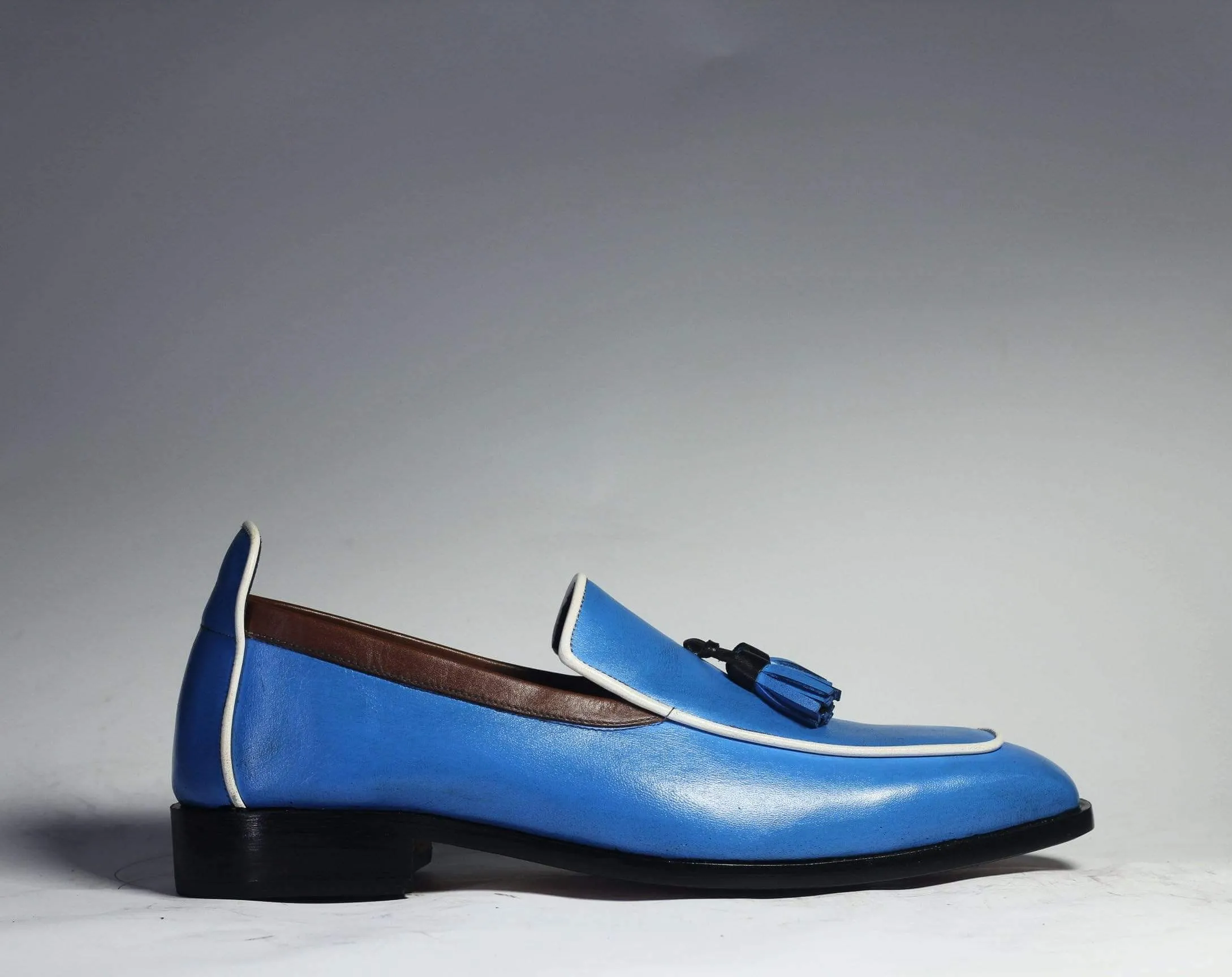 Men's Blue Tussles Leather Loafers shoe