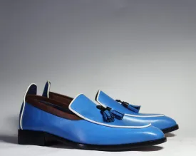 Men's Blue Tussles Leather Loafers shoe