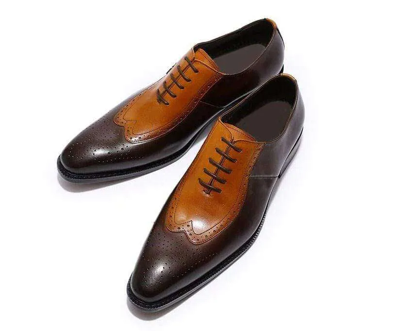 Men's Tan Brown Brogue Lace Up Shoe