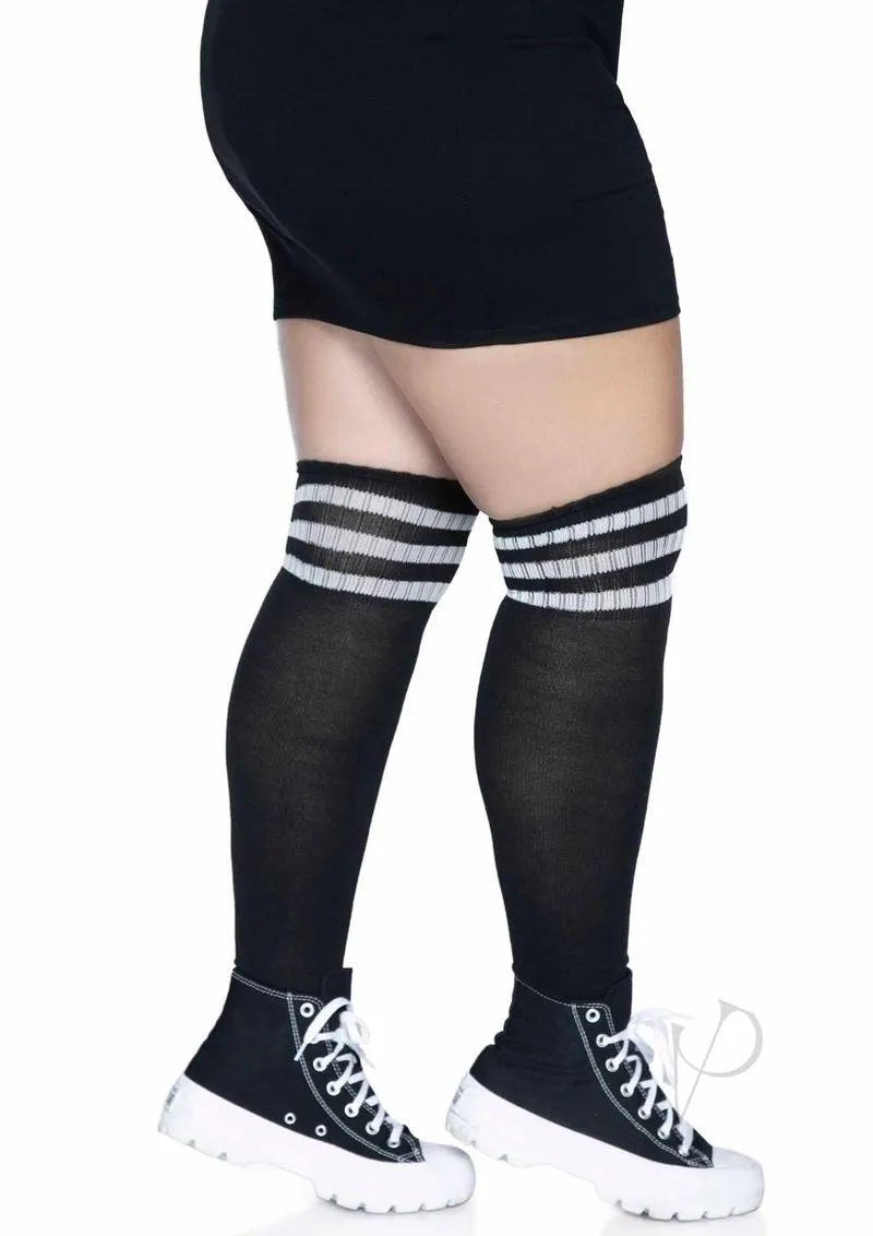 Over The Knee Athl Socks 1x/2x Blk/wht