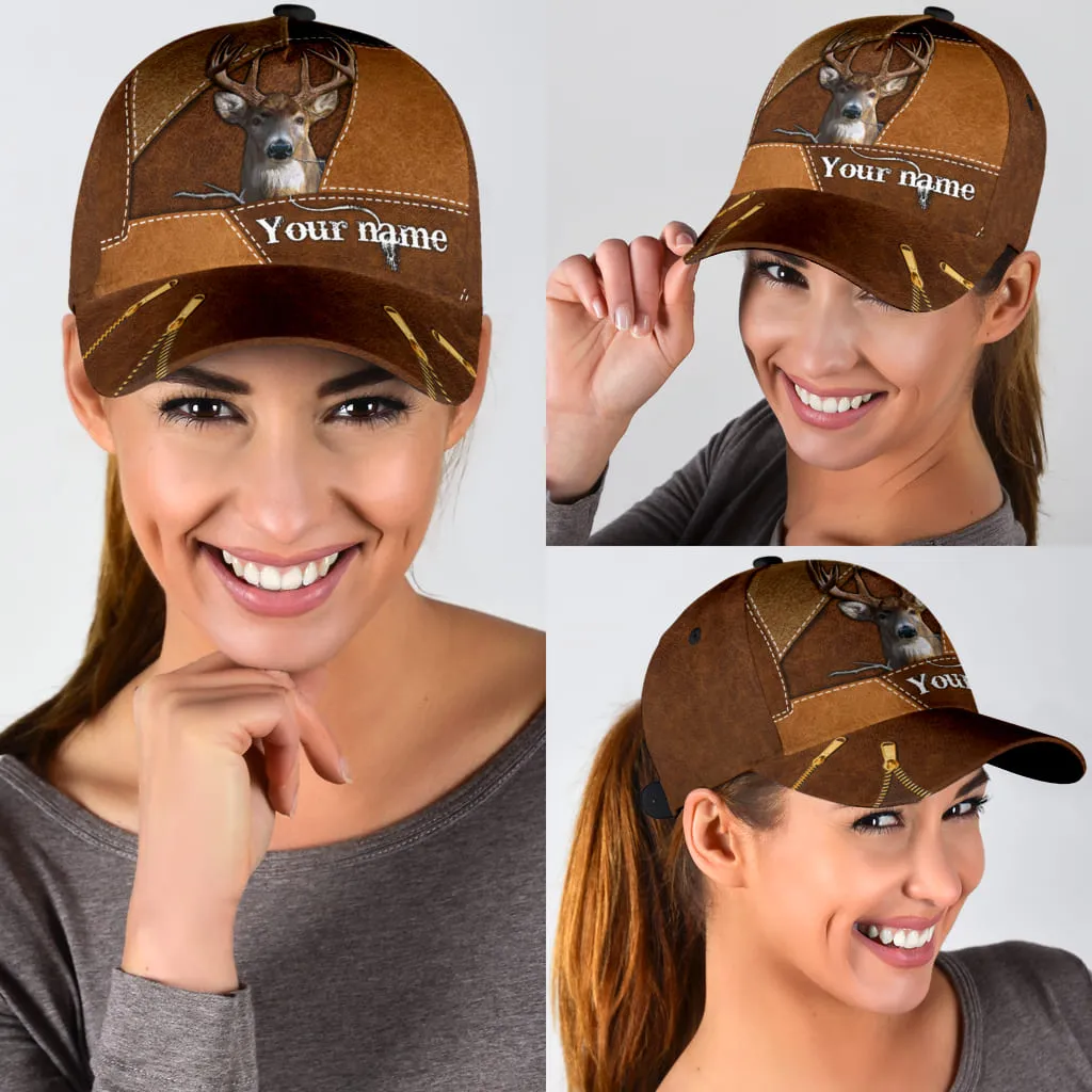 Personalized 3D Classic Cap Hat For Hunter, Baseball Deer Hunting Cap Hat For Grandpa Dad