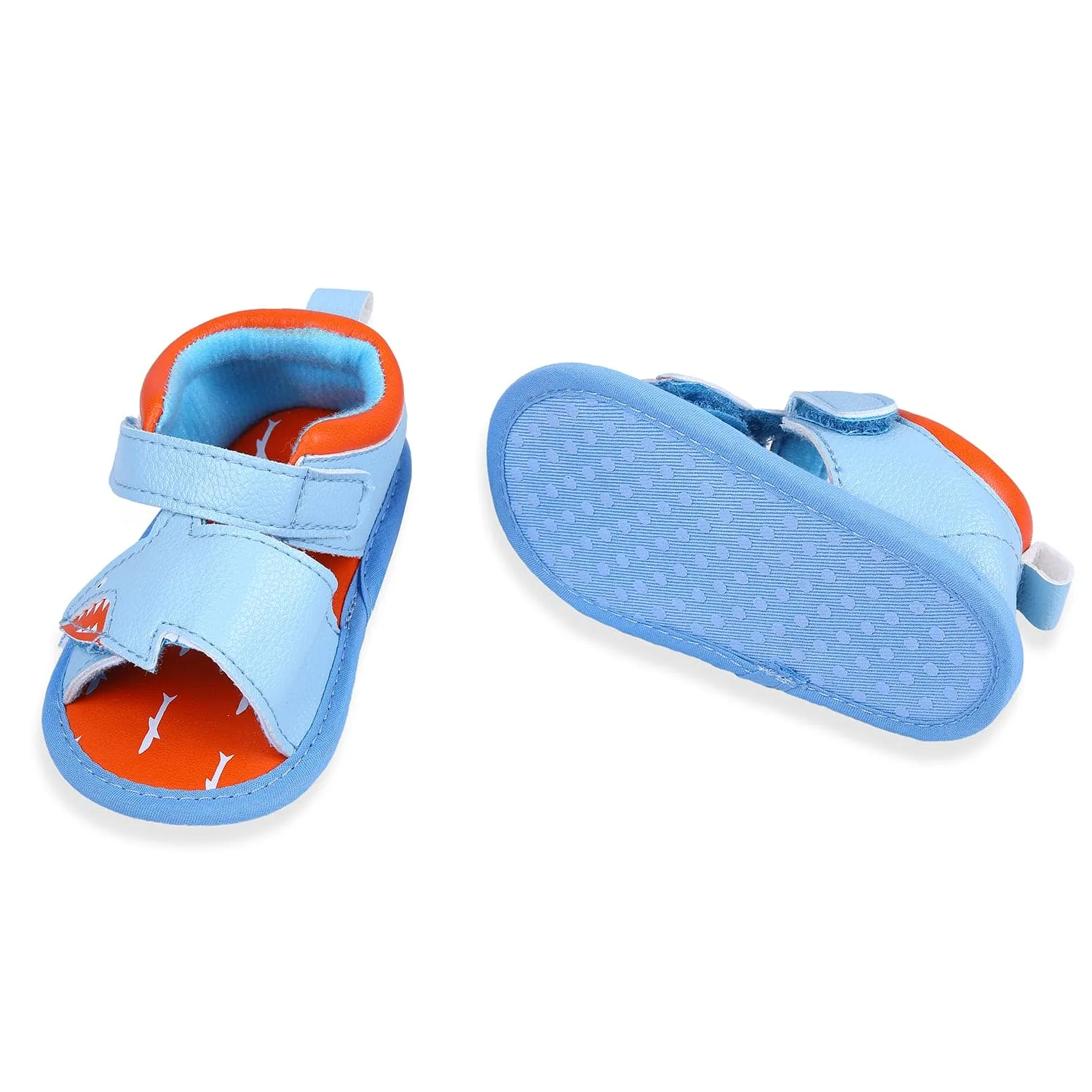 Shark Anti-Slip PU Leather Sole Sandals - Blue