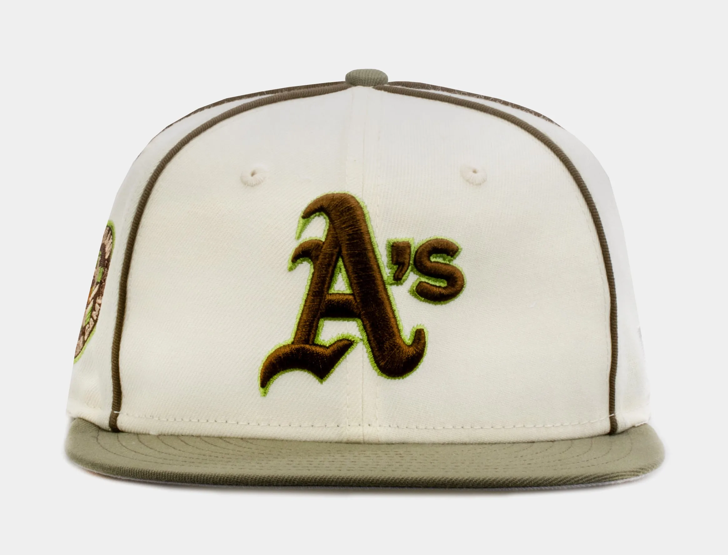 Shoe Palace Exclusive Green Chrome Oakland A's 59Fifty Mens Fitted Hat (Green/Beige)