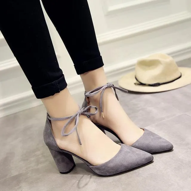 Summer Women Shoes Pointed Toe Pumps Dress Shoes High Heels Boat Shoes Wedding Shoes tenis feminino Side with Straps 8