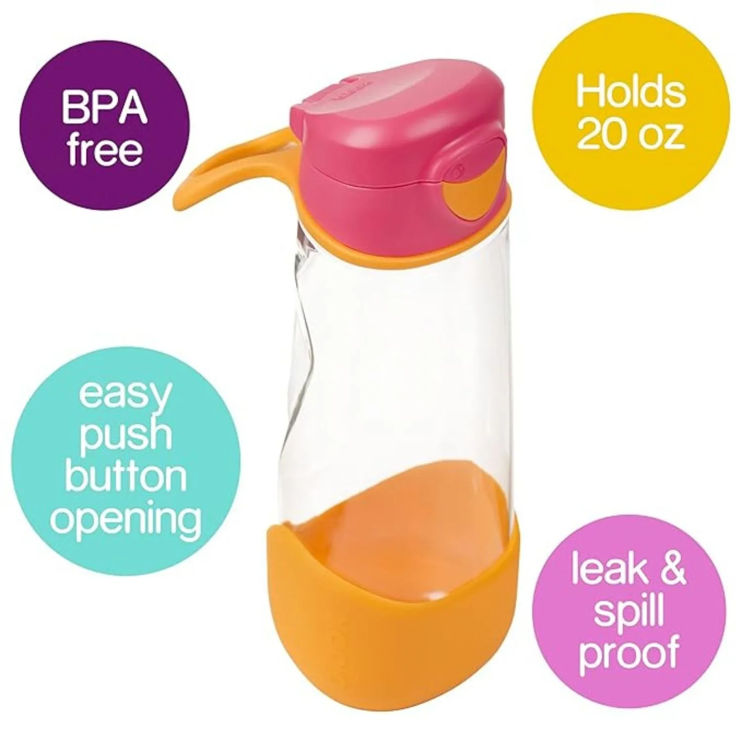 Tritan Sport Spout Drink Bottle 600ml Pink