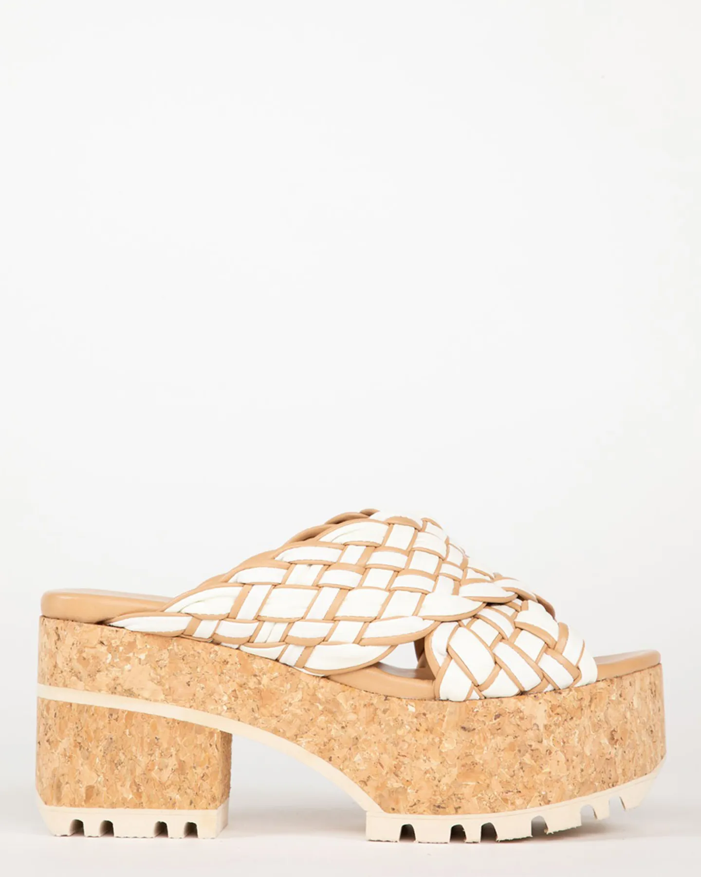 TUBULAR LEATHER CORK HEEL - LINO/LATTE