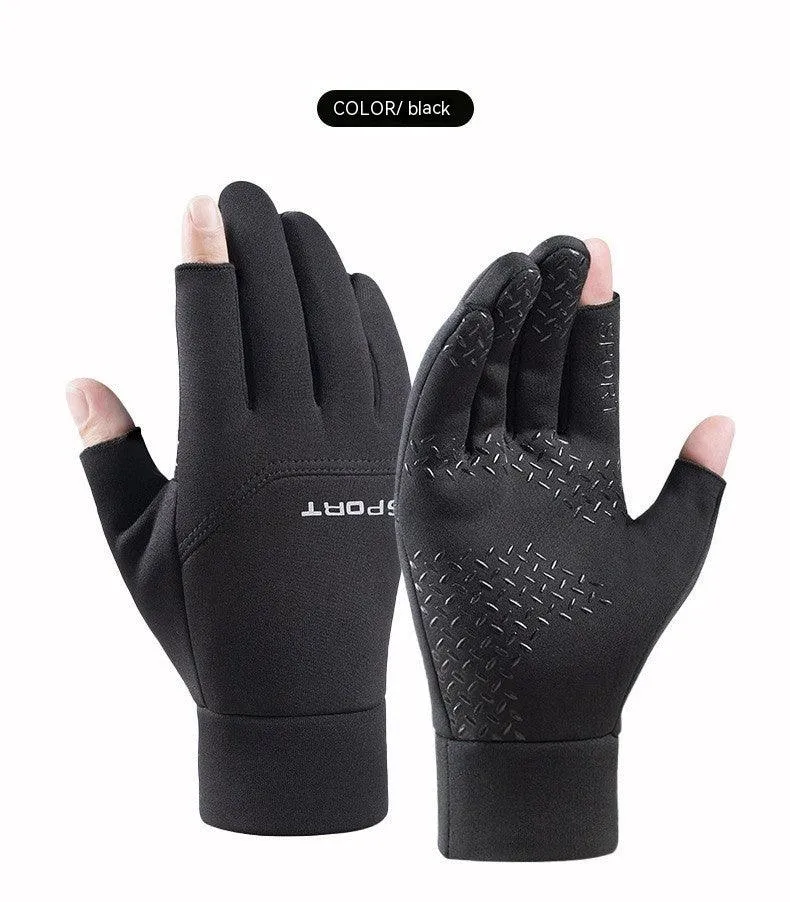 Warm With Velvet Waterproof Two Finger Men's Gloves