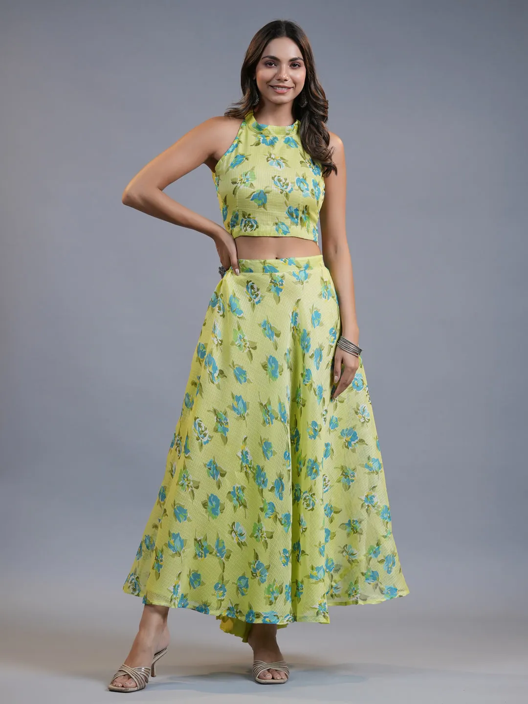 Women Green Kota Doriya Co-Ord Set