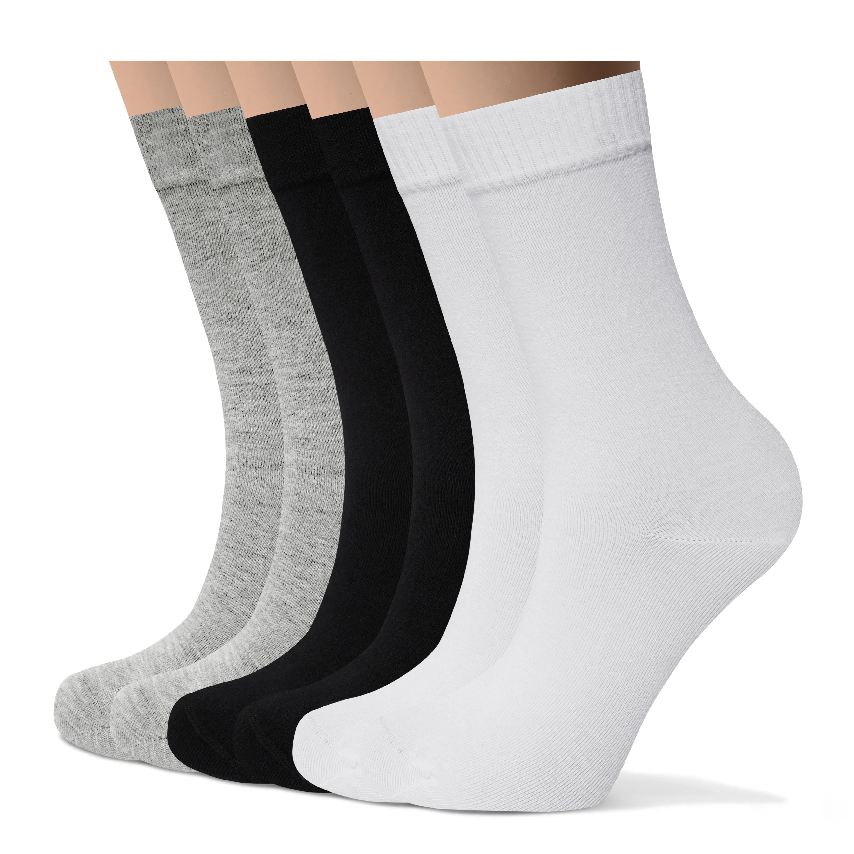 Womens Bamboo Dress Socks | Mid-Calf Crew Length | 6 Pack