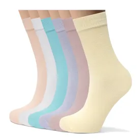 Womens Bamboo Dress Socks | Mid-Calf Crew Length | 6 Pack